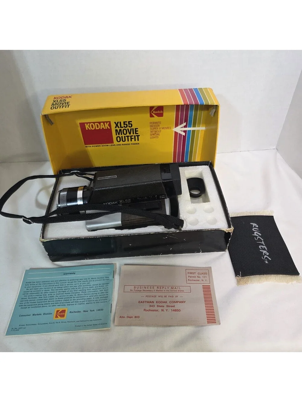Vtg Kodak XL55 Super 8 Movie Camera w/ Box & Manual – Powers On, Needs Serviced